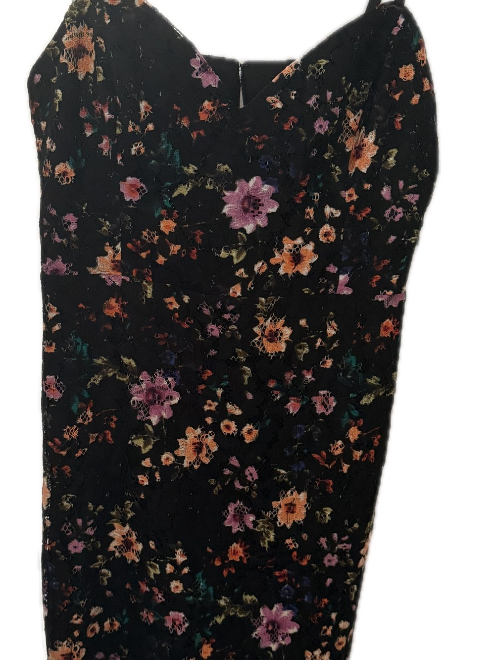 Guess Black Floral Lace Pencil Skirt with Pink, Orange & Green Flowers